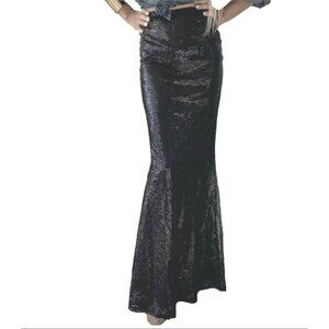 Calypso St Barth Sequin Maxi Skirt Silk Long Party Special Occasion Black XS